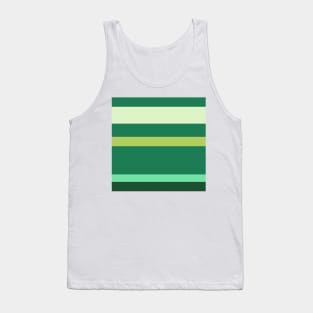 A miraculous harmonization of Salem, Medium Aquamarine, Tea Green, Cal Poly Pomona Green and June Bud stripes. Tank Top